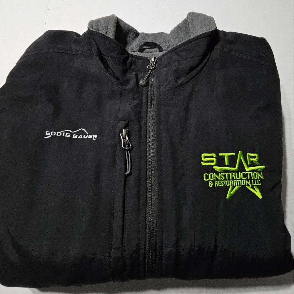 Eddie Bauer Nylon Work Jacket Sherpa Fleece Lined Rain & Wind Resistant Men's Lg